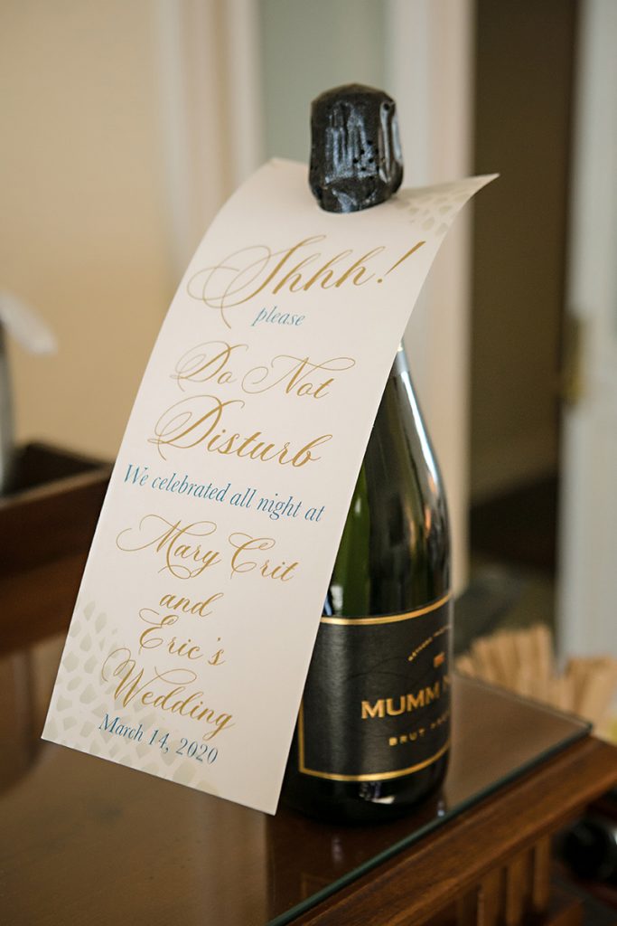 Wedding guest gift or champagne and thank you note